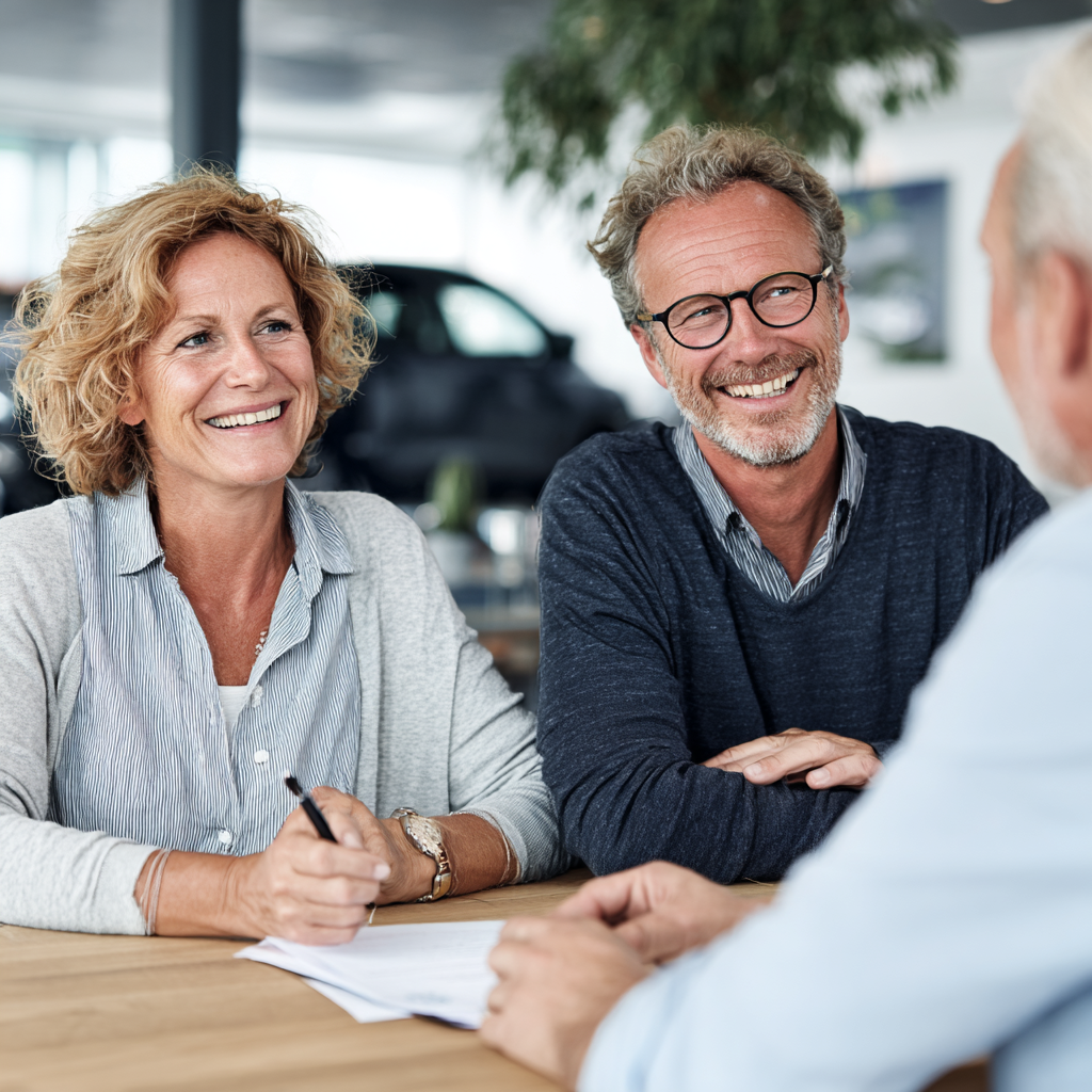 Middle-aged adults discussing personalized mobility plans with pranvelok specialists